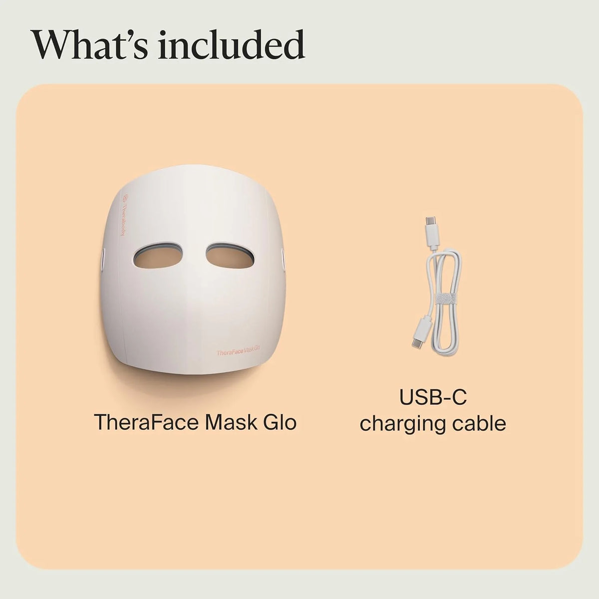 Therabody Mask Glo, LED Face Mask z czerwonym, niebieskim i Infared Light, wibracyjnym masażem, sznurkowym designem, regulowanymi paskami i ładowaniem USB-C