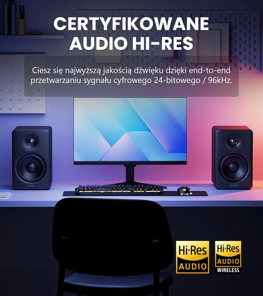 Edifier M90 Głośniki półkowe, 100W RMS Lauta Stacjonarne, Hi-Res Audio, LDAC, Bluetooth 6.0 Lauta Kompaktowe, HDMI eARC/USB-C/AUX Wejście, SUB OUT Lauta Zasilane, Stereokontrolka do TV/PC - biały