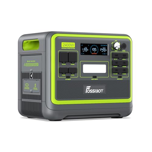 FOSSIBOT-Polska F2400 przenośna stacja zasilania, Generator solarny 2048 Wh LiFePO4 akumulator zapasowy z wyjściami 2400 W AC Z kontrolą APP