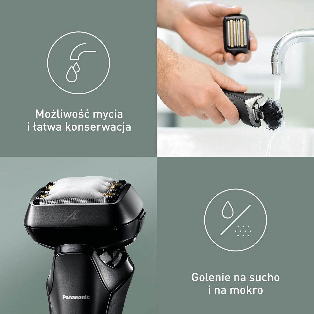 Panasonic ES-LS6A 6-Ostrzowa Golarka Elektryczna Dla Mężczyzn, Elektryczna Maszynka Do Golenia Z Czujnikiem Zarostu, Systemem Automatycznego Czyszczenia I Ładowania