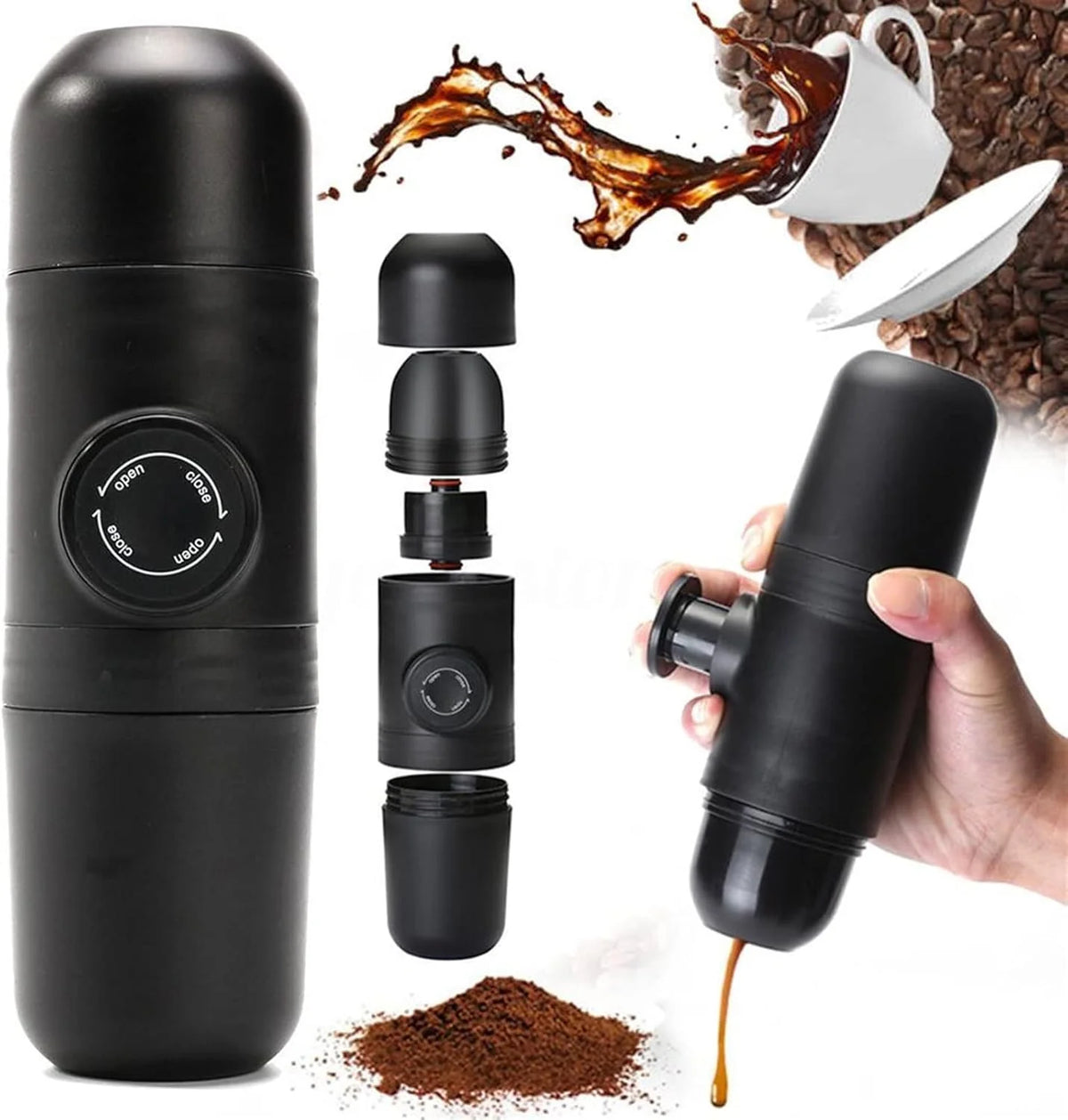 DieffematicKF Ekspresy do kawy Manual Ekspres do kawy Ręcznie Operowany Espresso Machine Pot przenośne odkryte odkryty ekspres do kawy mini espresso mini ekspres do kawy