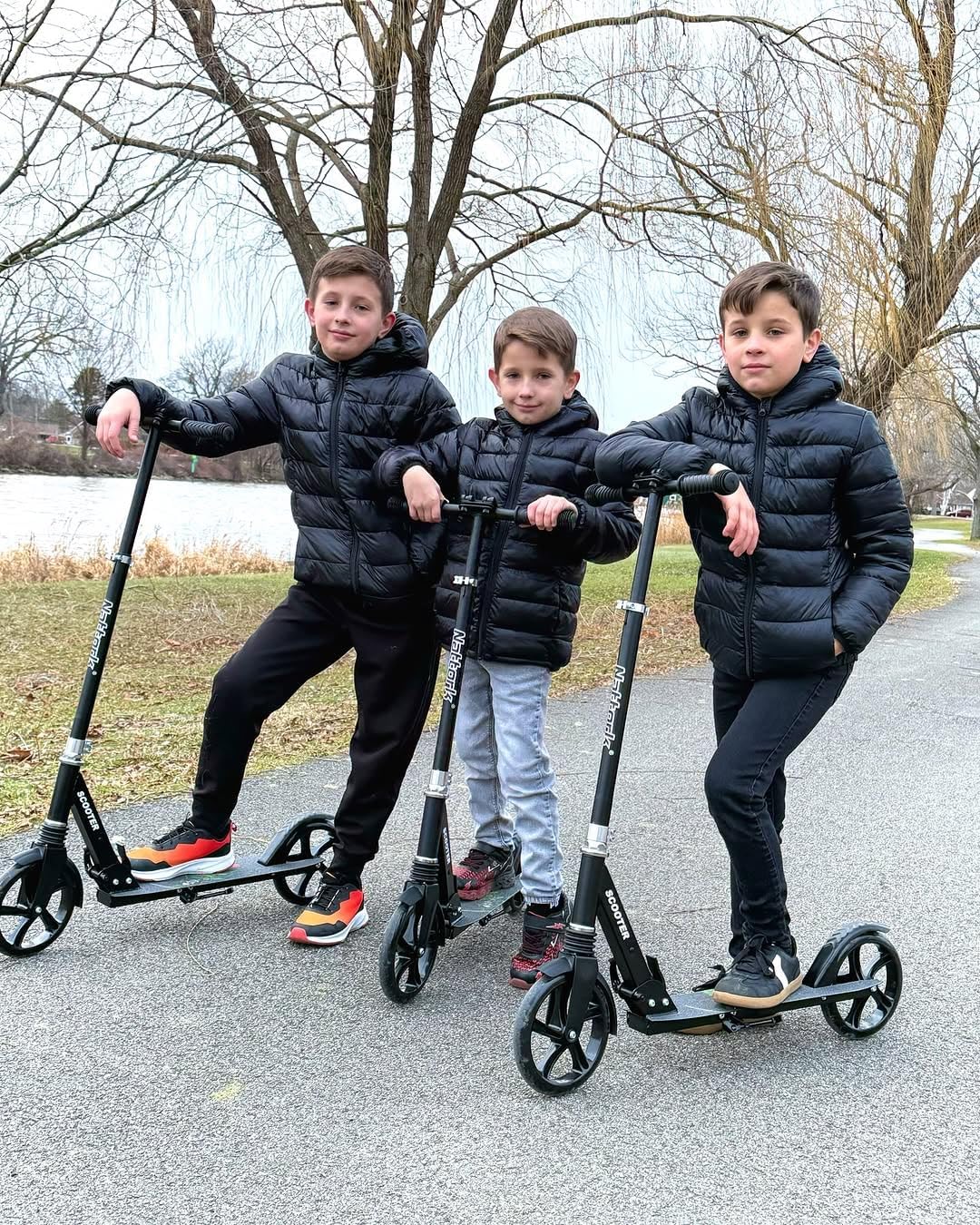 Nattork Hulajnoga dla dzieci w wieku od 6 lat, nastolatków, dorosłych – nośność 99 kg, przedni amortyzator i regulowana kierownica, płynna jazda z wytrzymałymi kółkami 20 cm, idealna do sportów na