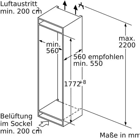 Bosch KIF81PFE0 Serie 8 lodówka do zabudowy, 177,5 x 56 cm, 289 l, zawias płaski, wyprodukowano w Niemczech, VitaFresh Pro 3 x dłuższa świeżość, oświetlenie LED, równomierne oświetlenie
