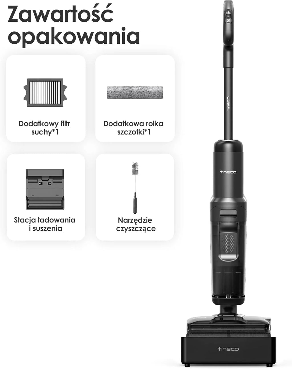 Tineco Floor ONE S7 Stretch Ultra Bezprzewodowy Odkurzacze na sucho i mokro, zapobiegająca splątaniu 180°, czas pracy 50 minut, samooczyszczanie Flashdry 85℃, dwustronne czyszczenie krawędzi
