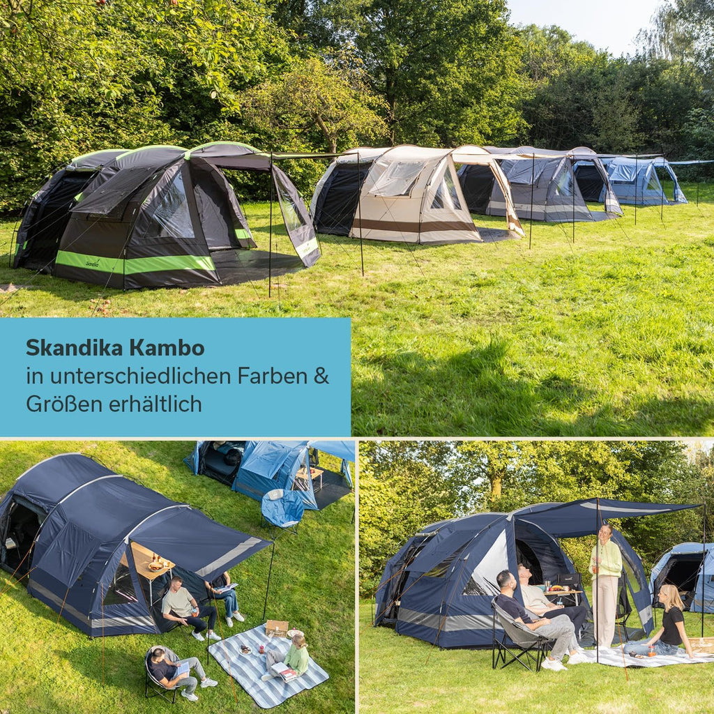 Skandika Kambo namiot tunelowy dla 4-8 osób, ciemna kabina sypialna, dla 4-8 osób, wodoszczelny, 3000 słupa wody, 3 wejścia, dach przeciwsłoneczny, przedsionek namiotowy, namiot rodzinny, namiot o