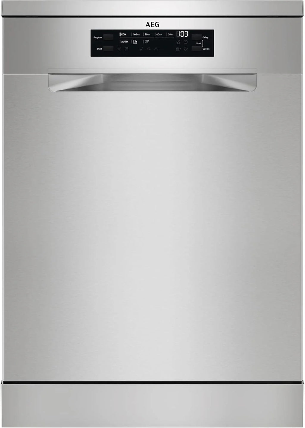 AEG FFB64627ZM zmywarka 60 cm, 13 sztućców, system AirDry, wyświetlacz XL, silnik inwerterowy, program automatyczny, funkcja dodatkowa higiena, Softspikes, 44 dB(A), stal nierdzewna, klasa C