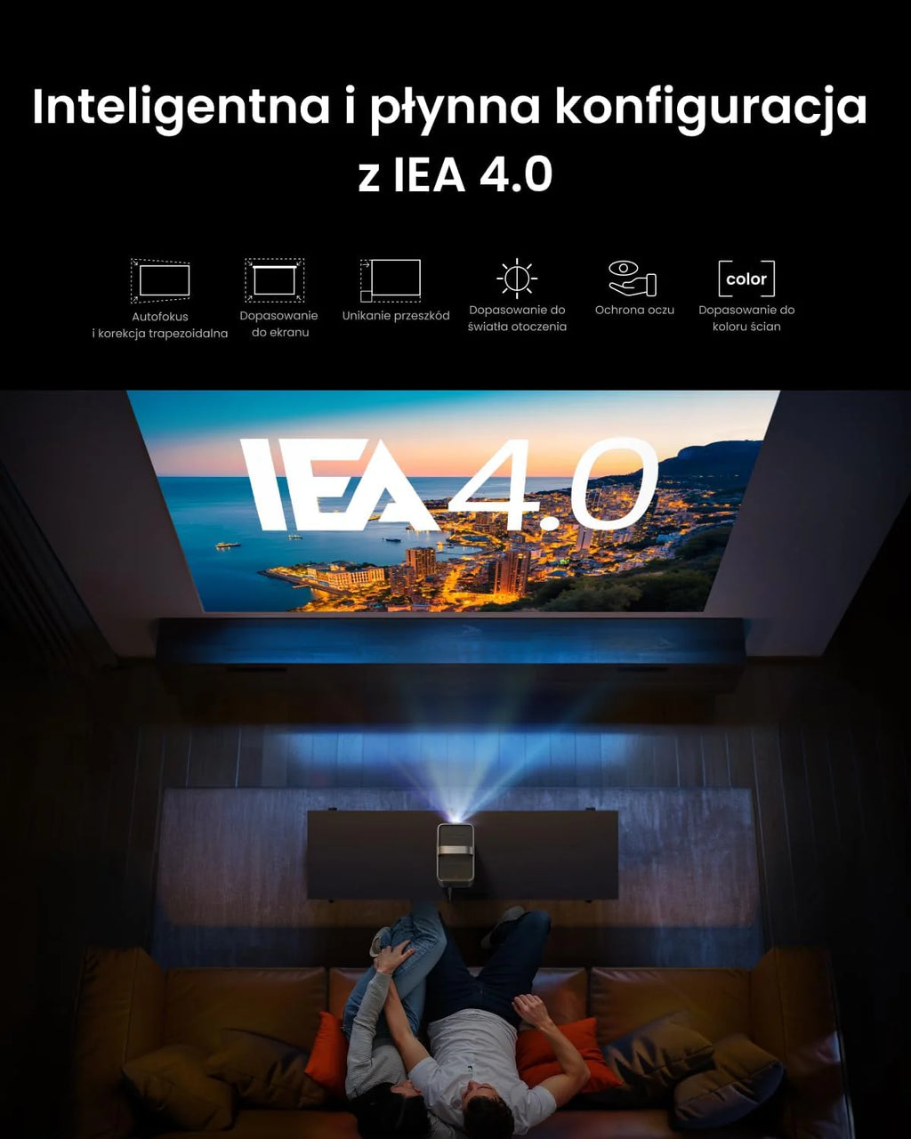 Inteligentny projektor NEBULA Cosmos 4K SE, projektor 4K o wysokiej jasności z Dolby Vision, ogromny ekran 200 cali, jasność 1800 ANSI lumenów, HybridBeam (laser + LED), poprawiona jakość obrazu