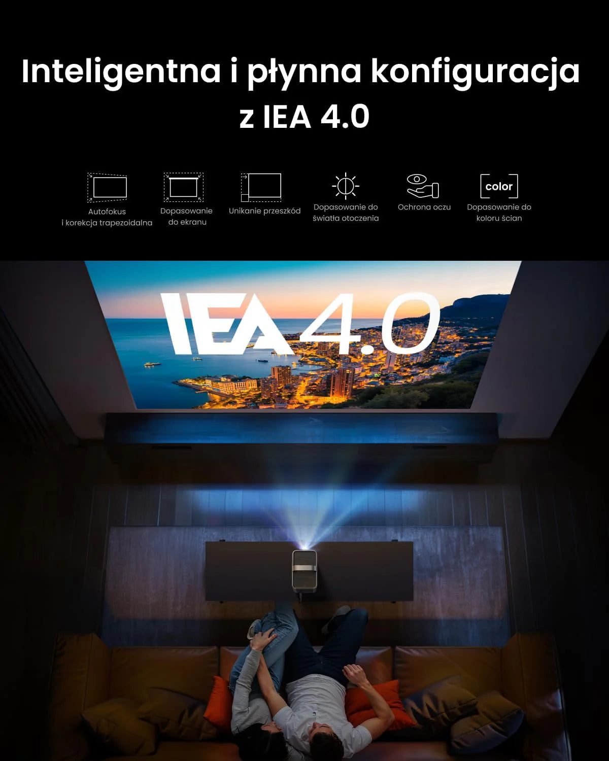 Inteligentny projektor NEBULA Cosmos 4K SE, projektor 4K o wysokiej jasności z Dolby Vision, ogromny ekran 200 cali, jasność 1800 ANSI lumenów, HybridBeam (laser + LED), poprawiona jakość obrazu