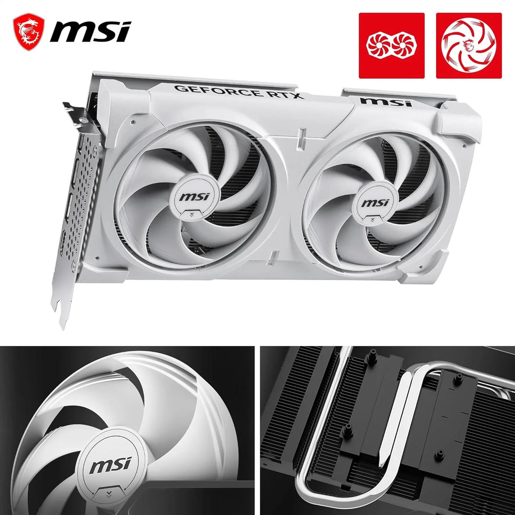 MSI Karta graficzna NVIDIA GeForce RTX 5060 Ti 8G Ventus 2X OC Plus - 8 GB GDDR7 (28 GB/s /128 Bits), PCIe 5.0 - Podwójny wentylator (2 x wentylatory STORMFORCE), HDMI 2.1b, DisplayPort 2.1b