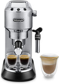 De'Longhi Dedica – Ekspres do kawy ze stali nierdzewnej z pompką do kawy mielonej lub na kapsułki, espresso i cappuccino, zbiornik 1,3 litra, system zapobiegający kapaniu, model EC685.M, kolor metaliczny