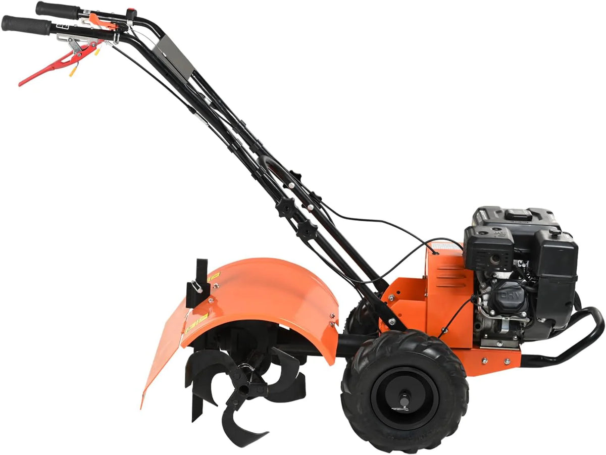 VEVOR frezarka ogrodowa 212CC pojemność silnika napędzana gazem 490 mm szerokość montażowa frez silnikowy 100 mm głębokość uprawy siekacz 65 Mn frez kultywacyjny 1680 x 500 x 1000 mm kultywator