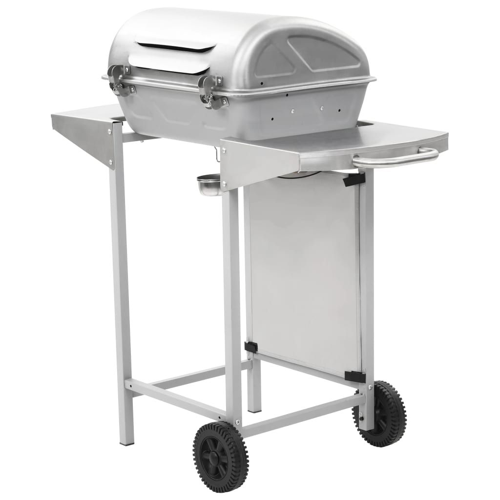 VidaXL przenośny grill gazowy z 2 strefami, stal nierdzewna w kolorze srebrnym