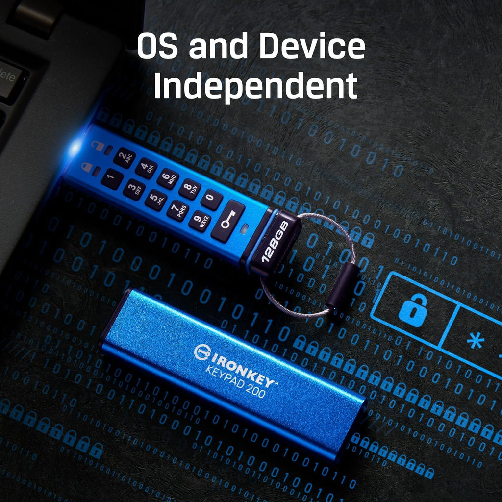Kingston Klawiatura IronKey 200 typu A szyfrowana sprzętowo pamięć flash USB FIPS 140-3 poziom 3 (w toku) z 256-bitowym szyfrowaniem sprzętowym XTS-AES - IKKP200/512GB