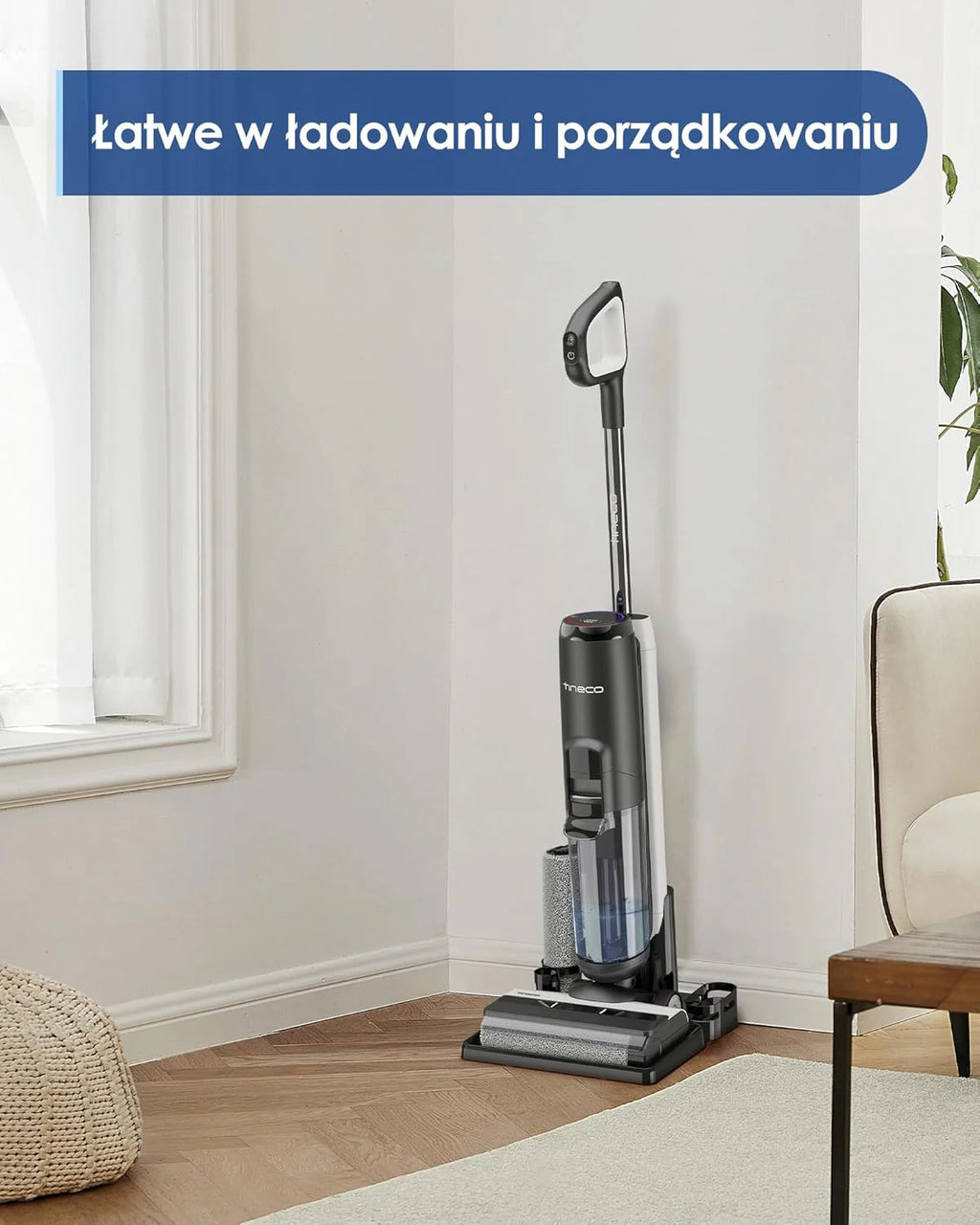 Tineco FLOOR ONE S5 Inteligentny bezprzewodowy odkurzacz na mokro i na sucho i mop do twardych podłóg, cyfrowy wyświetlacz, długi czas pracy, doskonały do lepkiego bałaganu i sierści zwierząt