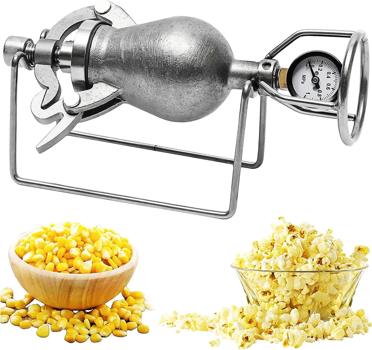 Retro maszyna do popcornu z miernikiem - maszyna do popcornu z korbką, mini popcorn ze stali nierdzewnej - na imprezę domową, mała 100 ml ，Maszyna do popcornu(Large 260ml)