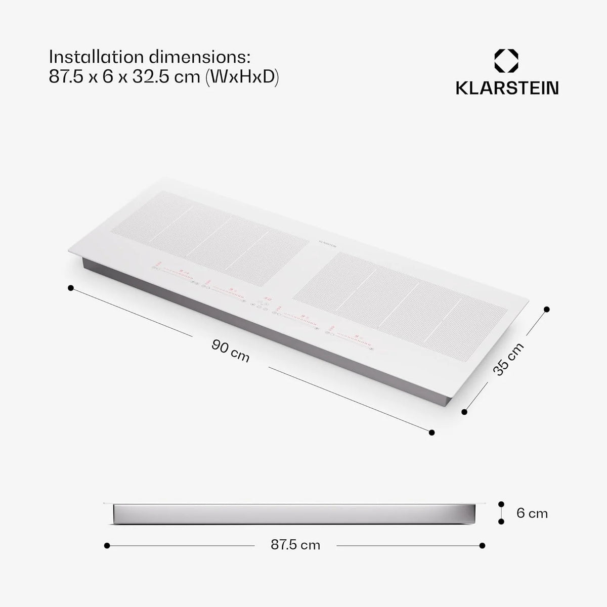 Klarstein Płyta indukcyjna z 5 płytami, 90 cm, płyta szklano-ceramiczna, 9600 W, 4 płyty grzewcze, sterowanie dotykowe i ochrona przed przegrzaniem, wydajna