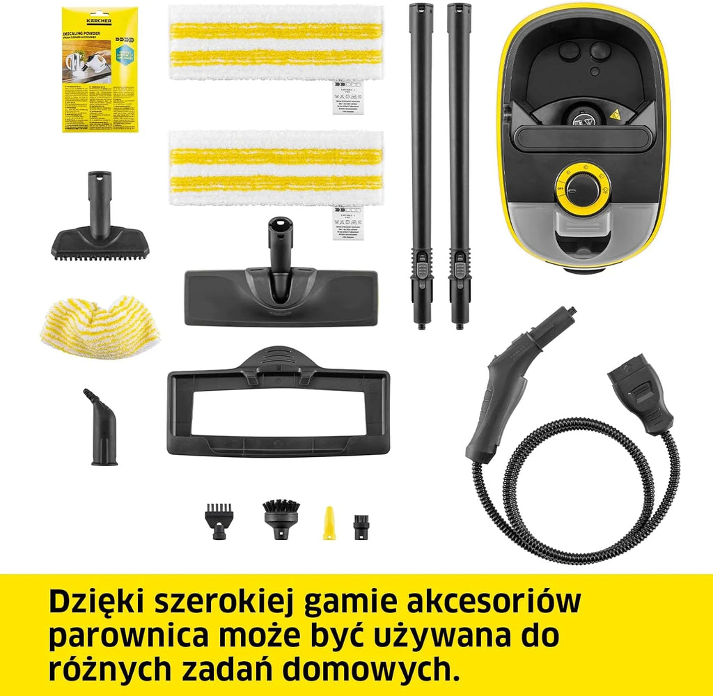 Kärcher Parownica SC 5 Deluxe Signature Line z Funkcją VapoHydro, 4 Bary, Czas Nagrzewania 3 min, Zbiornik: 0,5 l i 1,3 l, Zestaw do Podłóg