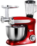 Multifunctional Stand Mixer 1300W, 5 in 1 Food Mixer with 6 Qt Stainless Steel Bowl, 6-Speed Tilt-Head, Dough Hook, Whisk, Beater & Juice Blender Attachments for Baking & Juicing(Red)