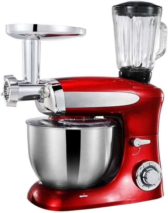 Multifunctional Stand Mixer 1300W, 5 in 1 Food Mixer with 6 Qt Stainless Steel Bowl, 6-Speed Tilt-Head, Dough Hook, Whisk, Beater & Juice Blender Attachments for Baking & Juicing(Red)