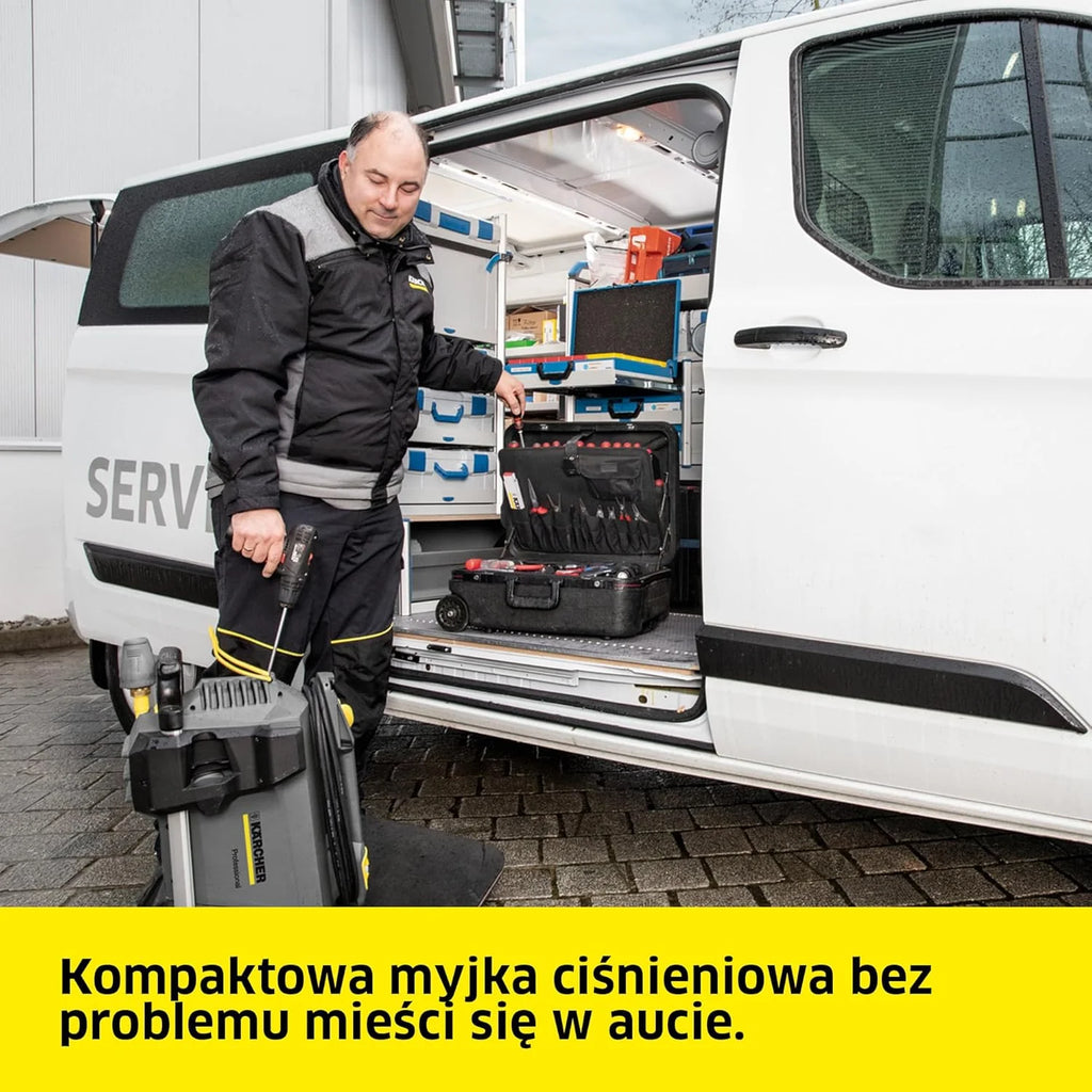 Kärcher urządzenie wysokociśnieniowe HD 5/15 C Plus + FR Classic, ciśnienie robocze: 150 bar, wydajność: 500 l/h, waga: 27,8 kg, wąż: 10 m, pistolet, dysza rotacyjna, myjka powierzchniowa. Zimna woda