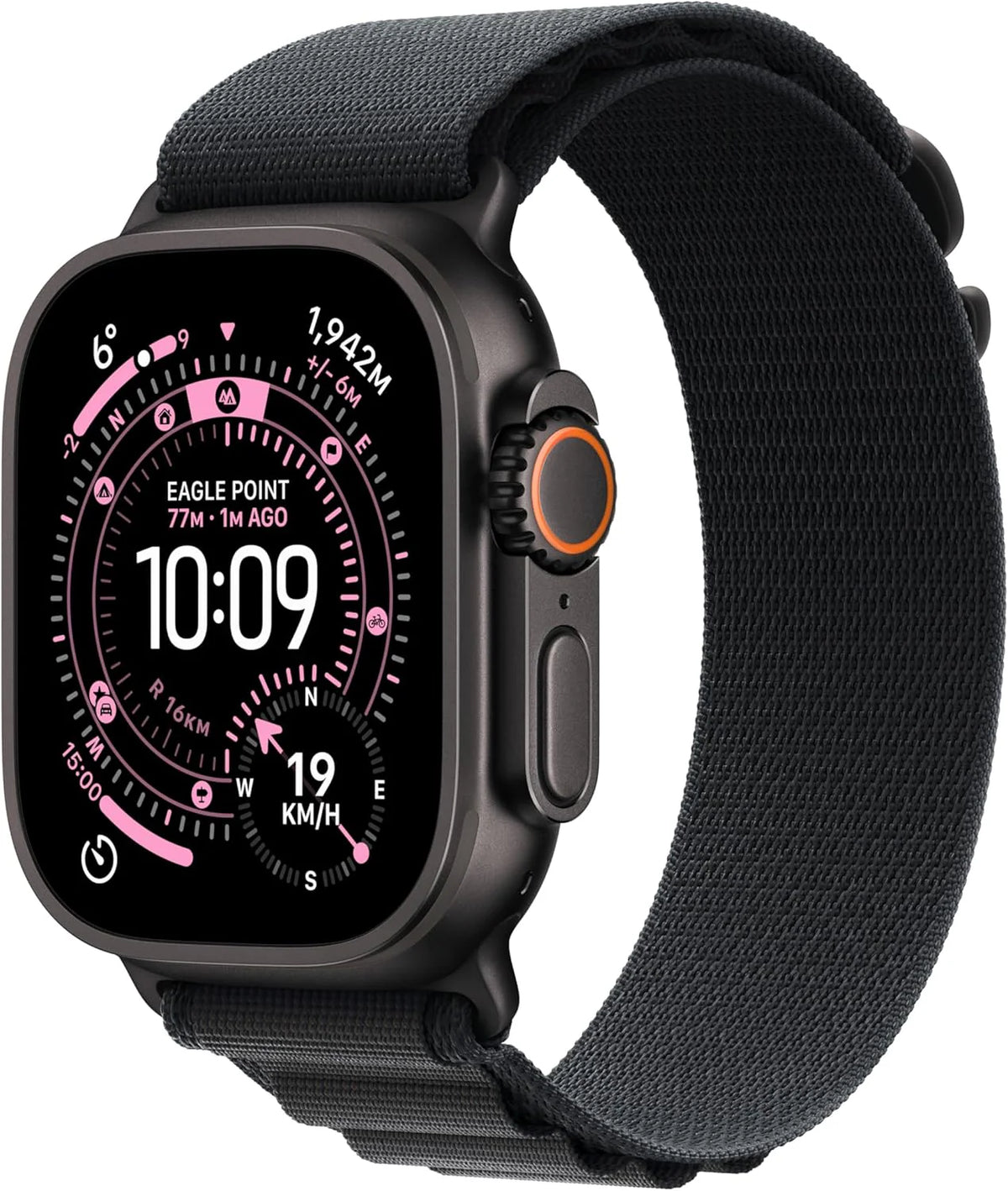 Apple Watch Ultra 3 GPS + Cellular 49 mm, najwyższej klasy zegarek do biegania i innych sportów z wytrzymałą kopertą z tytanu kolor czarny + Alpine Loop kolor czarny - M