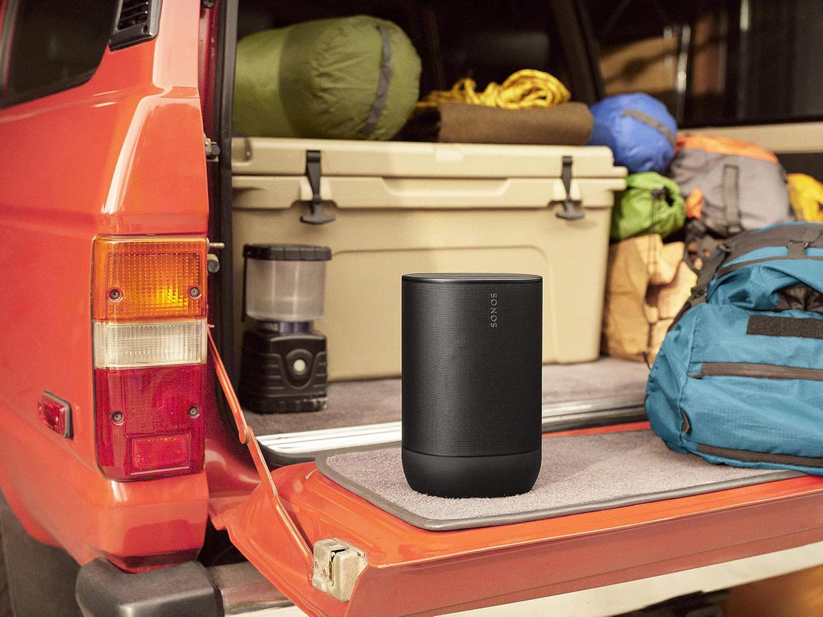 Sonos Move 2 | Bezprzewodowy głośnik przenośny z Wi-Fi, Bluetooth, Amazon Alexą, 24 godzinami pracy na akumulatorze, indukcyjną podstawą ładującą - Biały