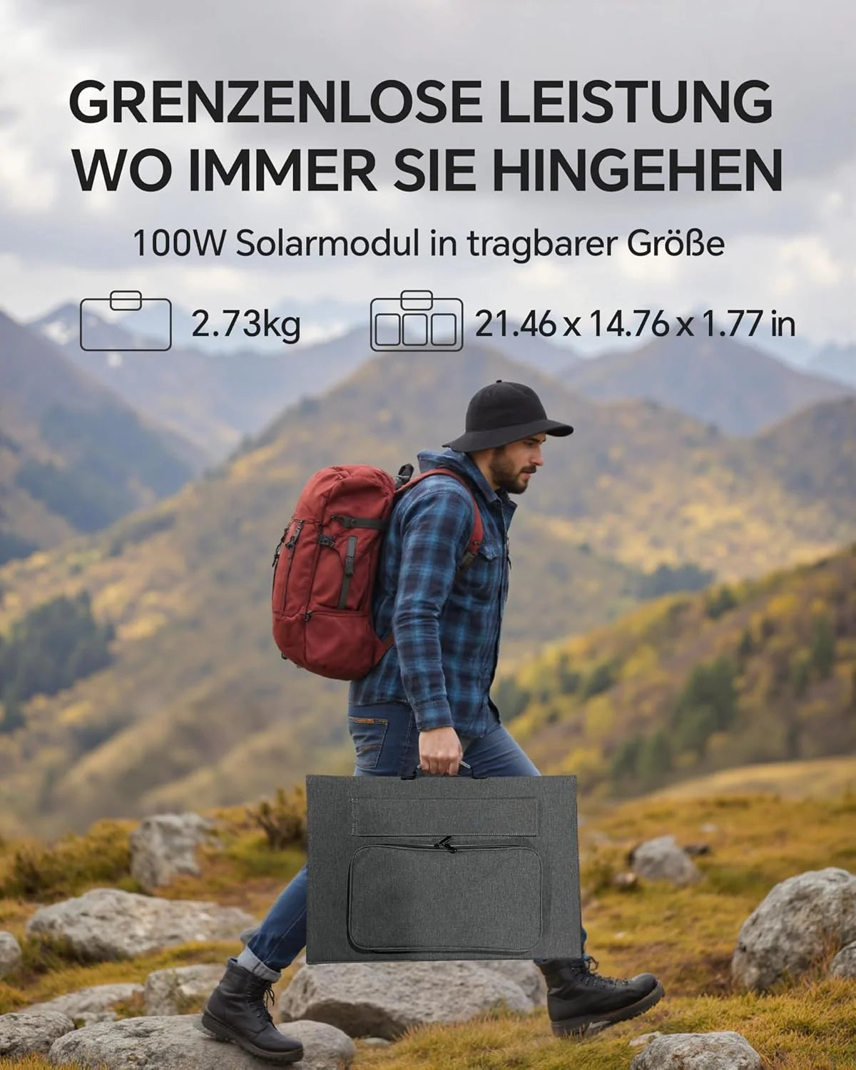 Generator solarny z panelem słonecznym 100 W, 1102,5 Wh LiFePO4, przenośna stacja Powerstation 1200 W (Power Lifting 2400 W), gniazdko AC mobilne zasilanie do przyczep kempingowych, prac domowych i