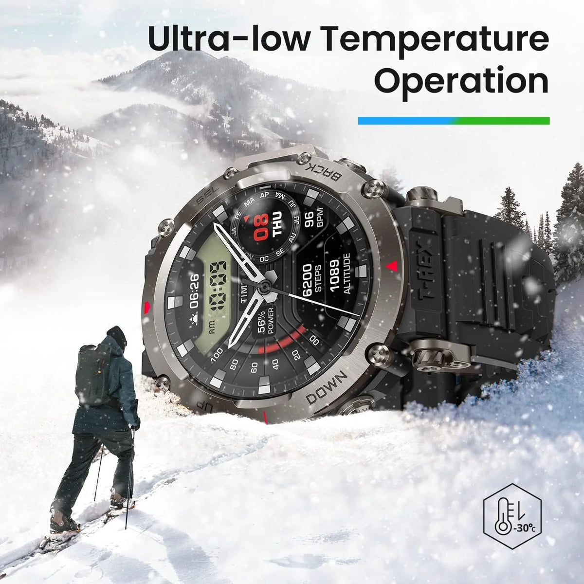 Outdoorowy smartwatch Amazfit T-Rex Ultra 47 mm, dwuzakresowy GPS
