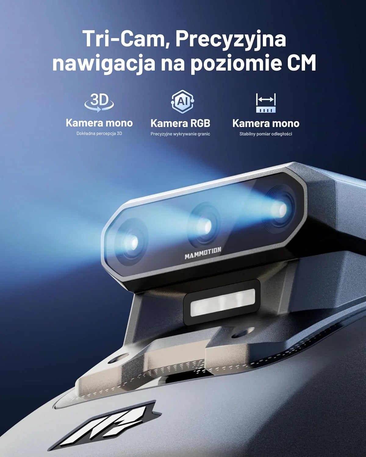 Mammotion YUKA 2000 Kosiarka Automatyczna z zamiatarką, Zalecane 2000 m², maks.2400 m²,i Nachyleniu 45%, UltraSense AI Vision do Auto-Mapowania Wysokość Koszenia 20-90mm Szerokość Koszenia 320mm