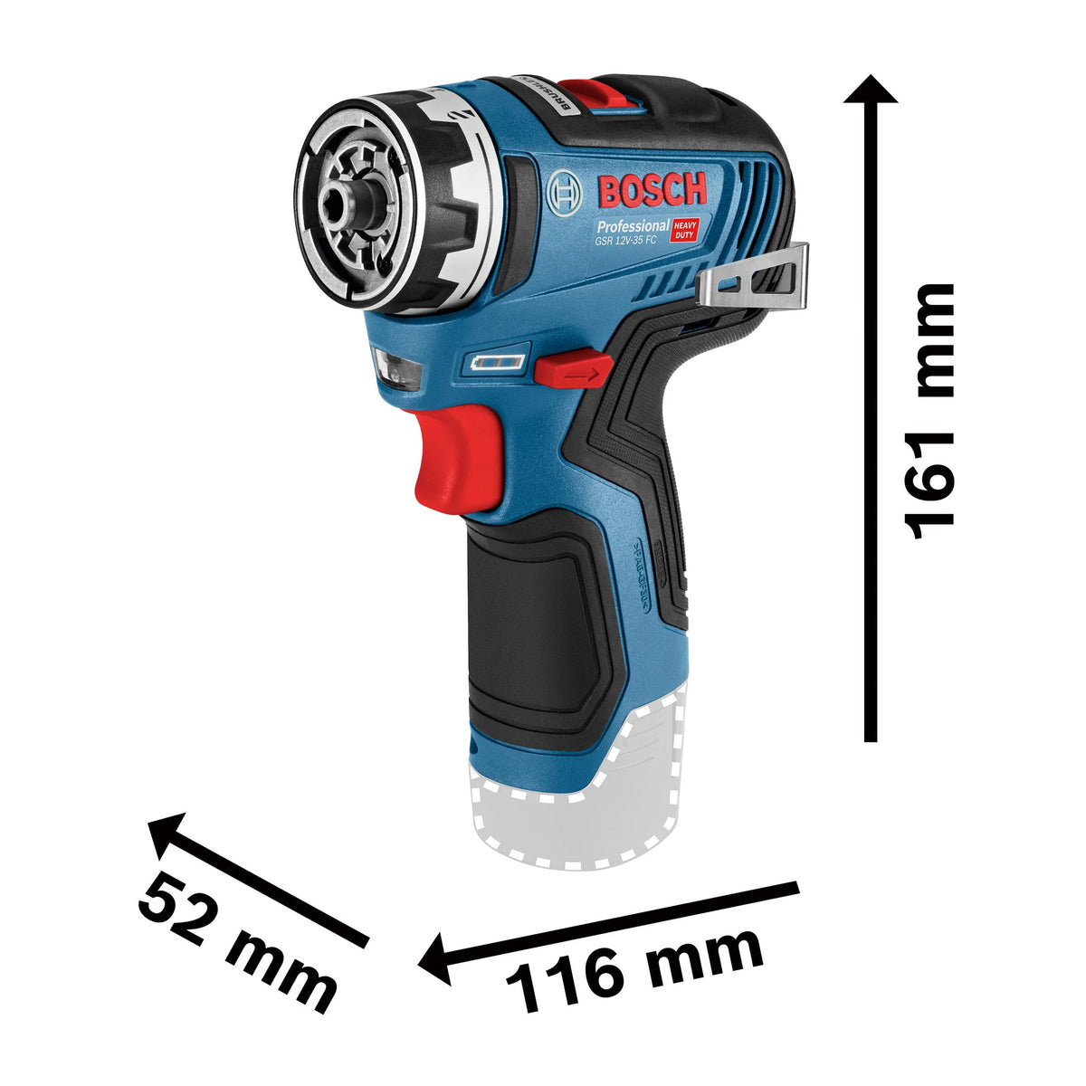 Bosch Professional system 12V: akumulatorowa wiertarko-wkrętarka GSR 12V-35 FC (2 akumulatory GBA 12V 3.0Ah, szybka ładowarka GAL 12V-40, 4 wymienne uchwyty FlexiClick, walizka L-BOXX)