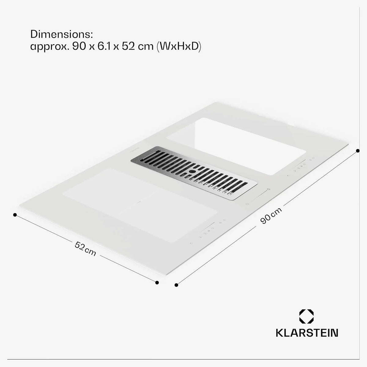 Płyta grzewcza Klarstein 2 w 1 ze zintegrowanym okapem, płyta indukcyjna z okapem do wyspy kuchennej, płyta grzewcza 90 cm ze zintegrowanym okapem, przepływ powietrza 391 m³/h, klasa energetyczna A+