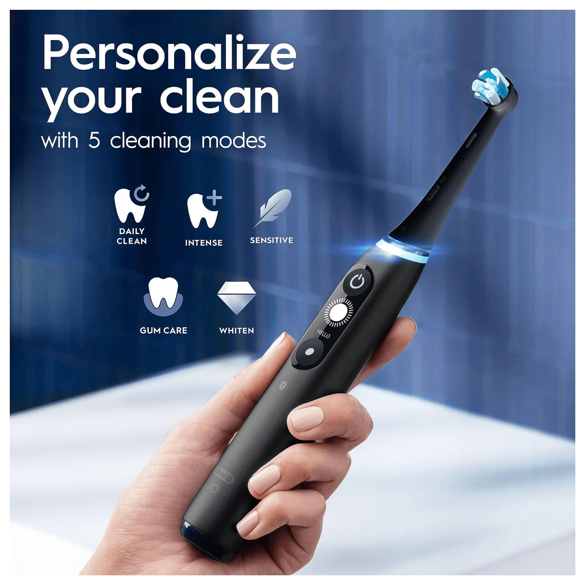 Oral-B iO7 Elektryczna szczoteczka do zębów dla dorosłych, prezent dla kobiet/mężczyzn, uchwyt połączony z aplikacją, 1 x szczoteczka do zębów i etui podróżne, 5 trybów wybielania zębów, kolor czarny
