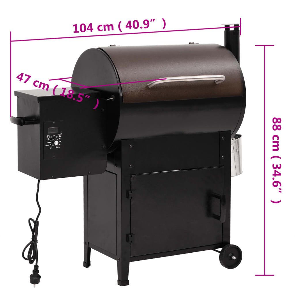Grill pelletowy z kominem, czarny żelazo, 104 cm, Vidaxl