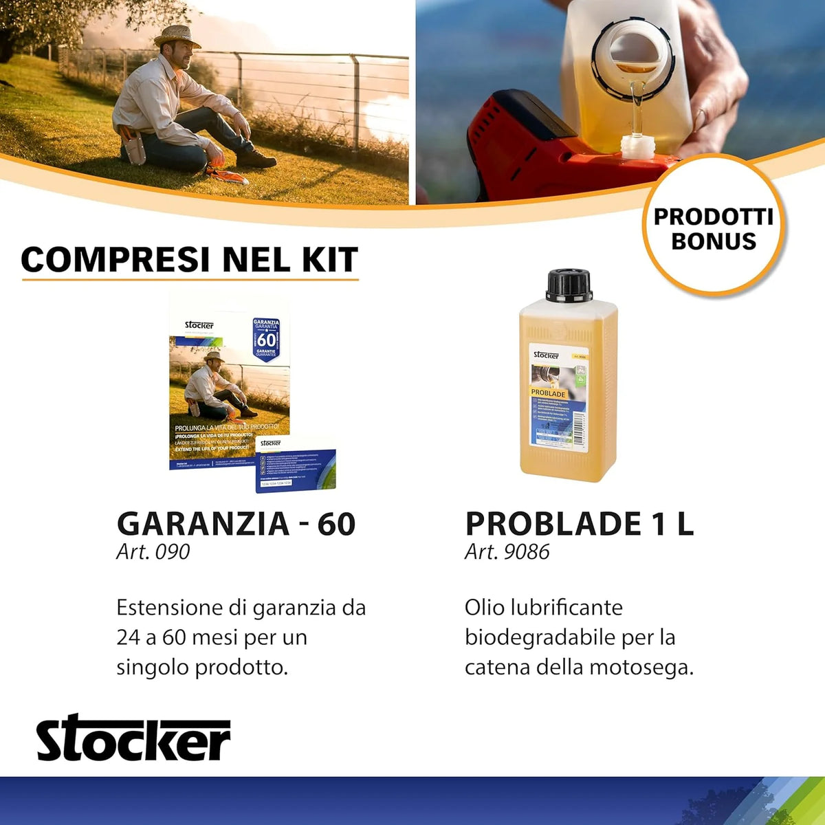STOCKER - Zestaw do przycinania piły łańcuchowej z teleskopową rączką Magma E-150 LA 21V - akumulator 2,6 Ah i olej smarujący w zestawie - cięcie do 3,5 m - lekka i wydajna