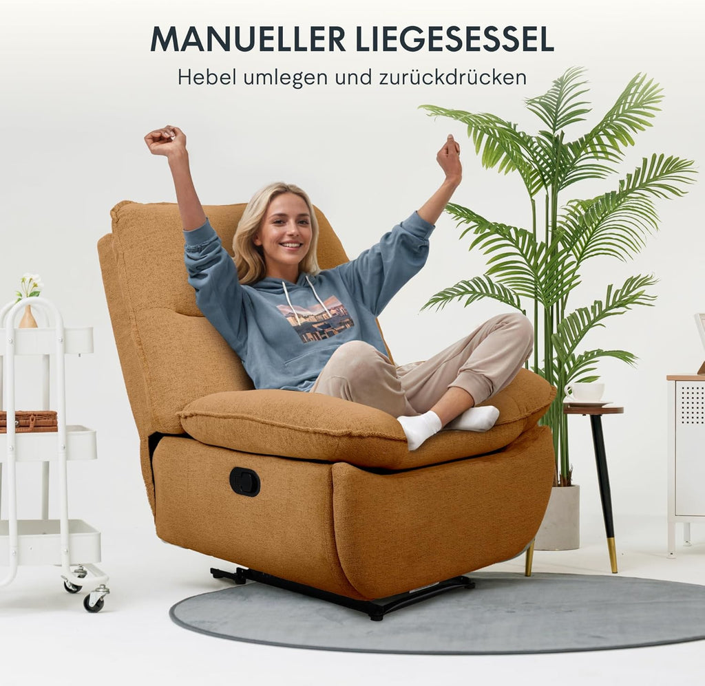 Fotel relaksacyjny FLEXISPOT XC6, sofa obrotowa z funkcją bujania, fotel telewizyjny z regulowanym oparciem, fotel rozkładany do sypialni, salonu i kina domowego (beżowy)