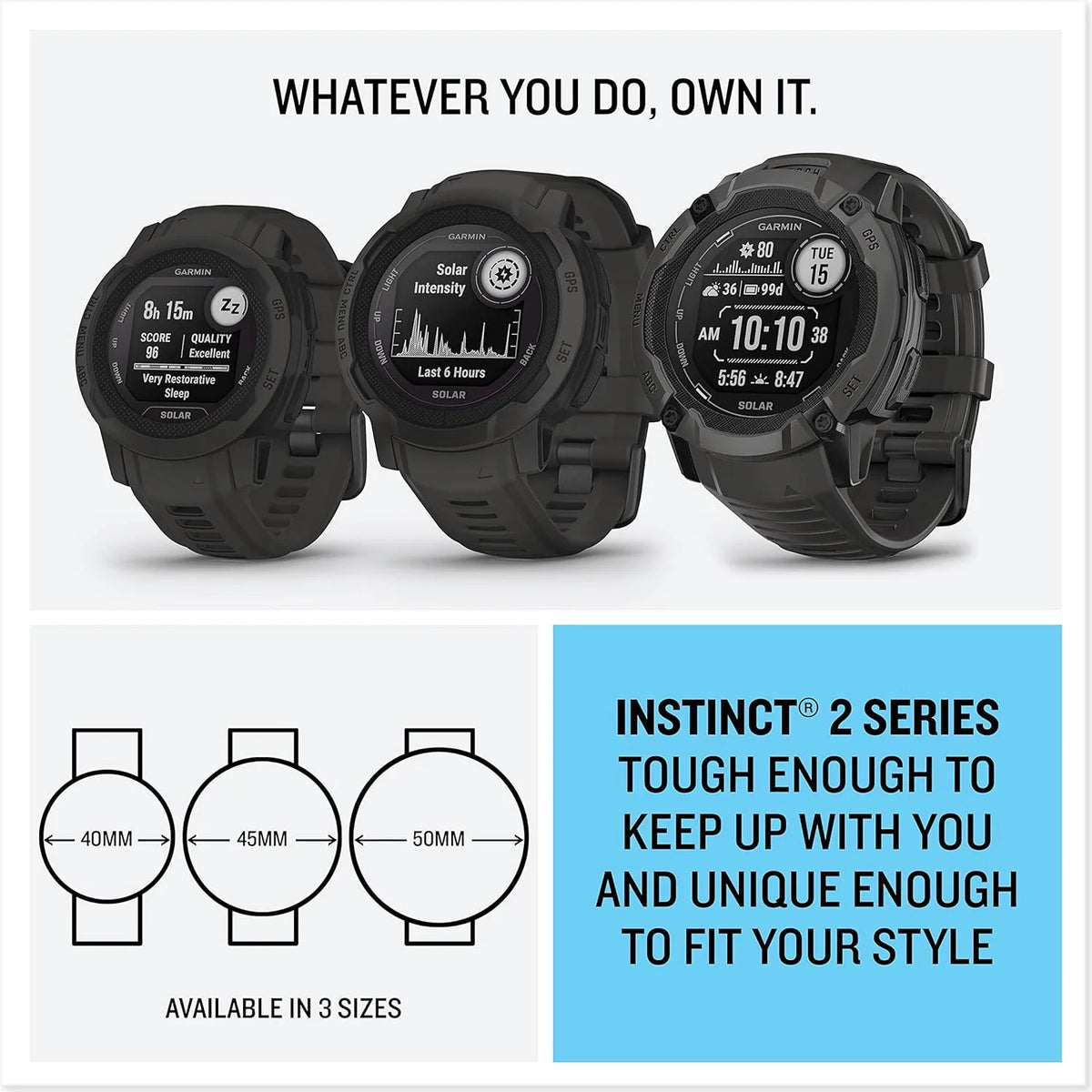 Garmin Instinct 2S SOLAR Smartwatch GPS, Grafitowy, M