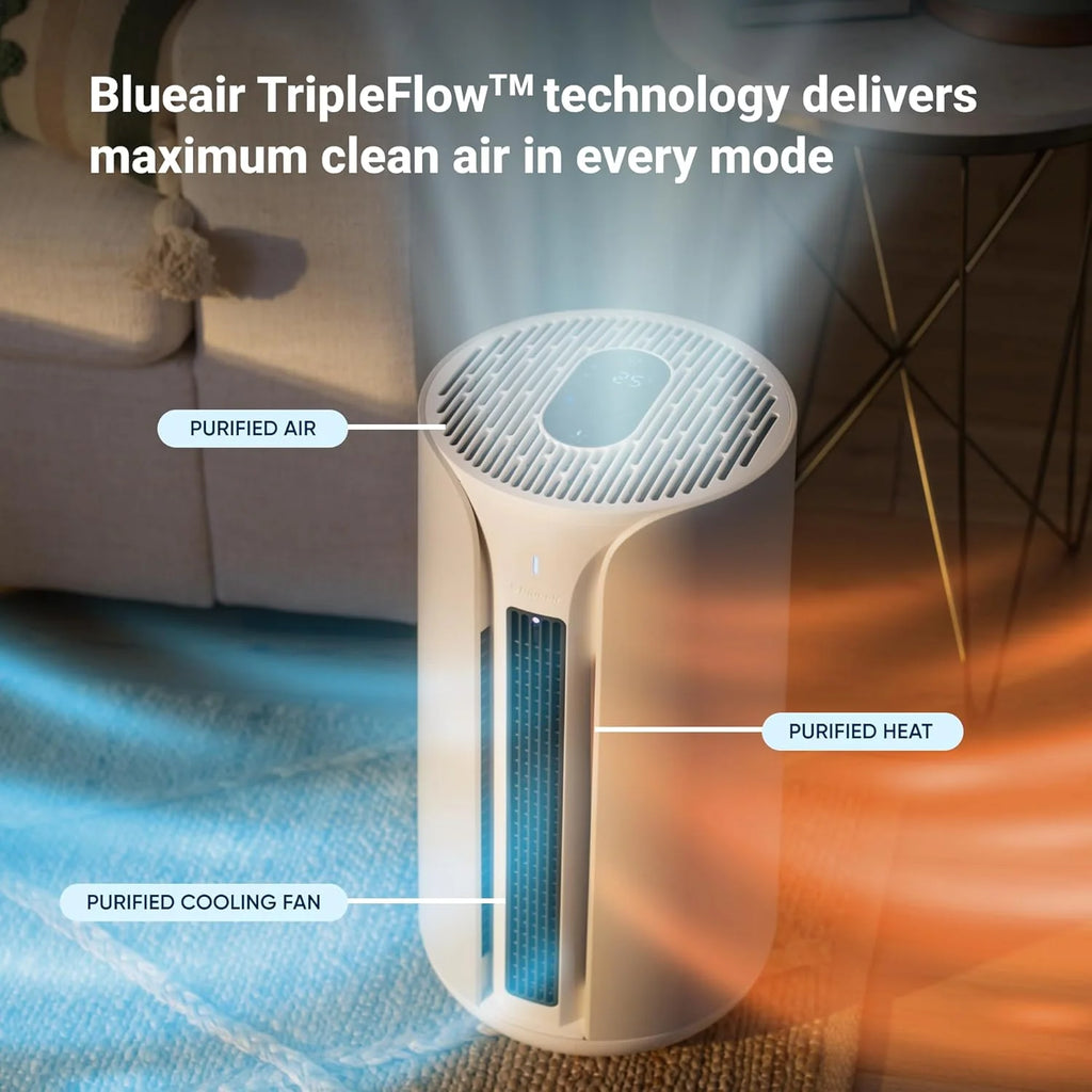 BLUEAIR ComfortPure T10i, potężna 3‑w‑1 pielęgnacja powietrza na cały rok: chłodzi, ogrzewa i oczyszcza. HEPASilent do domu, zwierząt, alergii, kurzu, dymu, zapachów. Oczyszcza 78 m² w 60 min